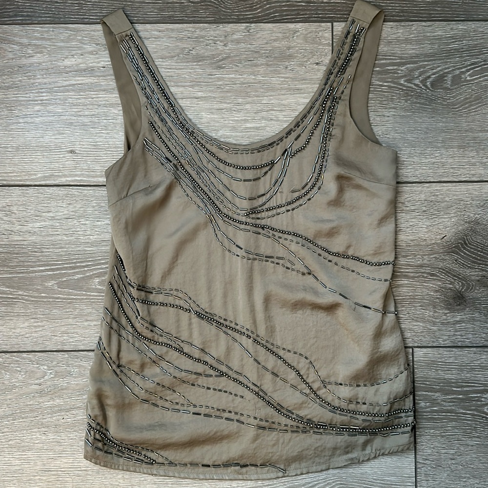 Olive green beaded Banana Republic top